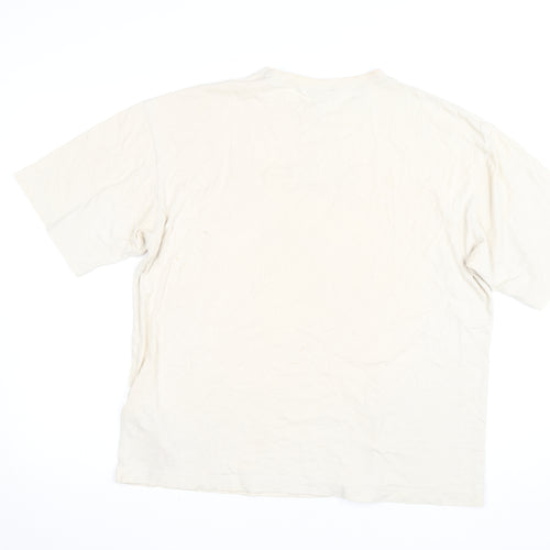 Champion Men's Beige Crew Neck Short Sleeve Cotton T-Shirt Medium