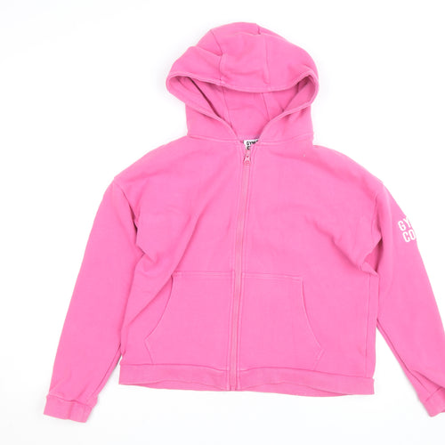 Gym+Coffee Girls Pink Full Zip Hoodie 11-12 Years Hooded Fleece Sweatshirt