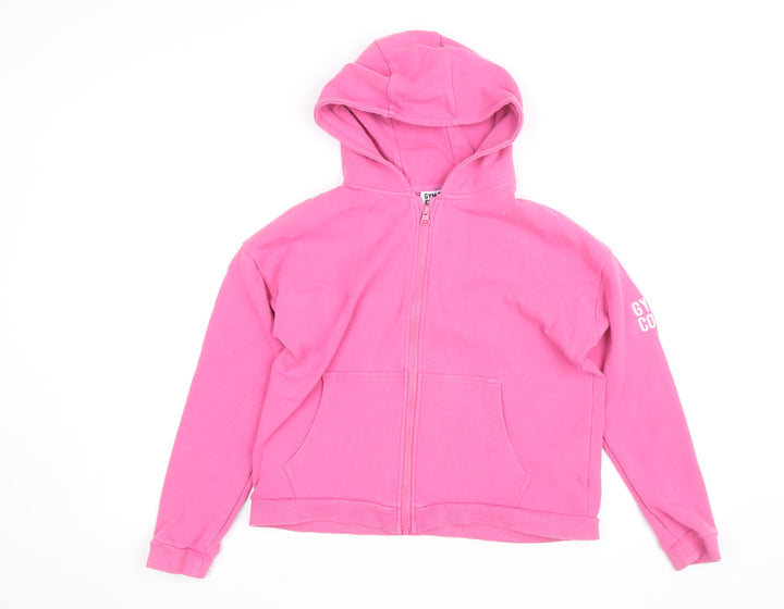 Gym+Coffee Girls Pink Full Zip Hoodie 11-12 Years Hooded Fleece Sweatshirt