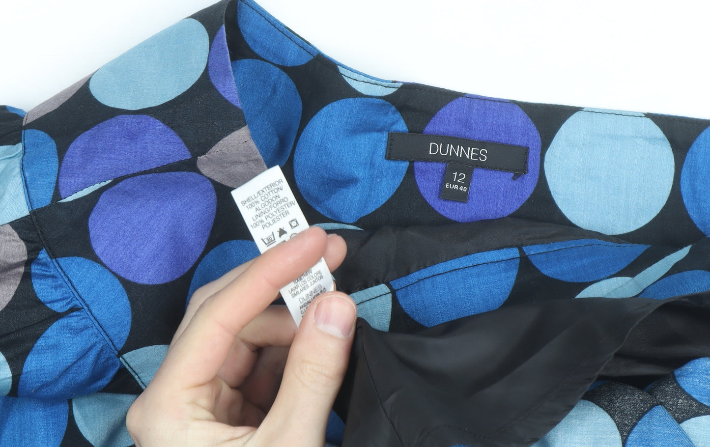 Dunnes Womens Multicoloured Polka Dot Knee Length A-Line Skirt Size 12