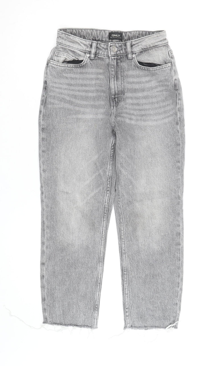 ONLY Women’s Grey High Rise Straight Jeans Size 8 Regular Fit