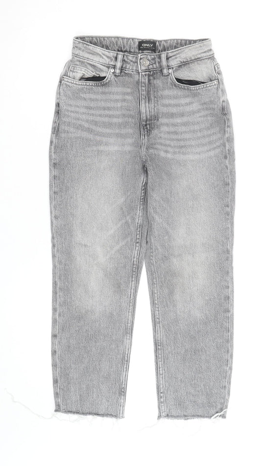ONLY Women’s Grey High Rise Straight Jeans Size 8 Regular Fit