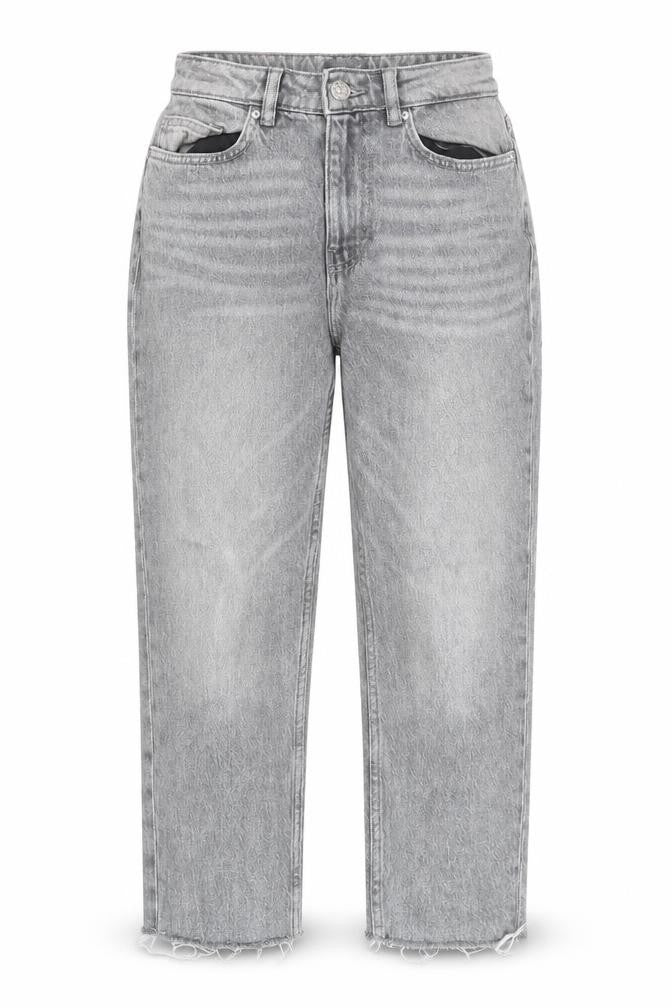 Front view of Only Women’s Grey High Rise Straight Jeans, size UK 8, Regular Fit