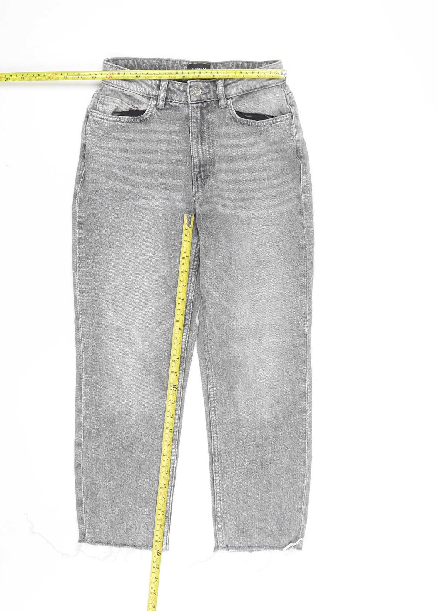 ONLY Women’s Grey High Rise Straight Jeans Size 8 Regular Fit