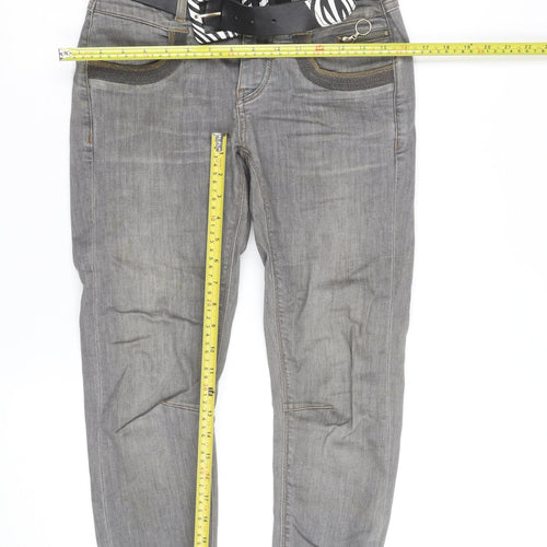 Mos Mosh Women's Grey Boyfriend Jeans with Belt Size M