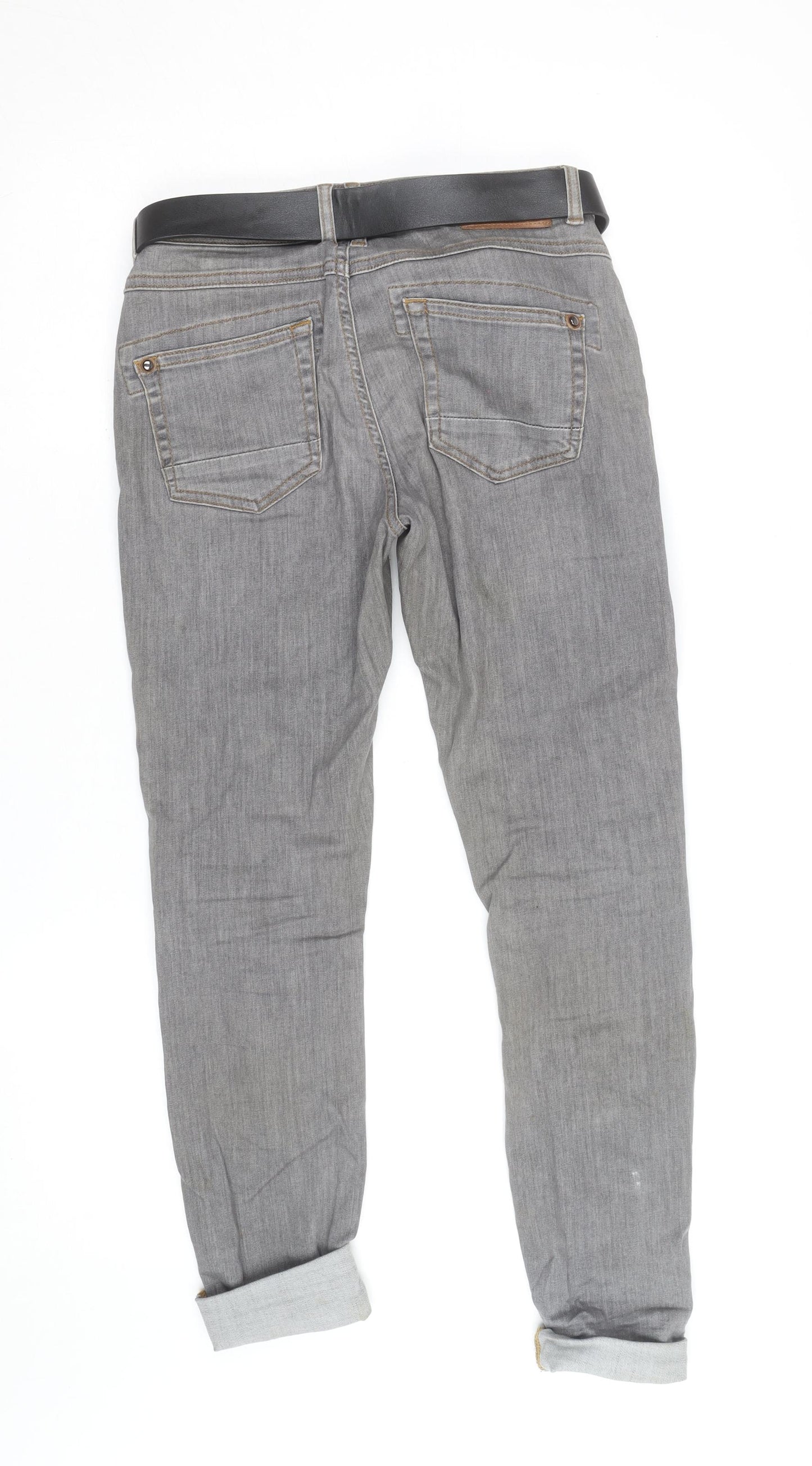 Mos Mosh Women's Grey Boyfriend Jeans with Belt Size M