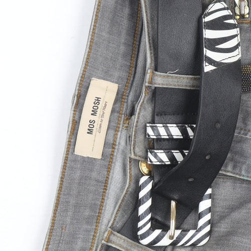 Mos Mosh Women's Grey Boyfriend Jeans with Belt Size M