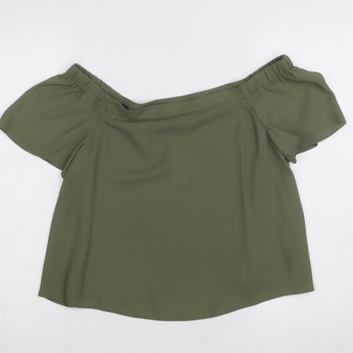 New Look Women's Green Off Shoulder Chiffon Blouse Size 10