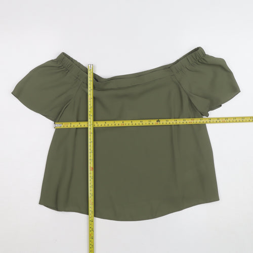 New Look Women's Green Off Shoulder Chiffon Blouse Size 10