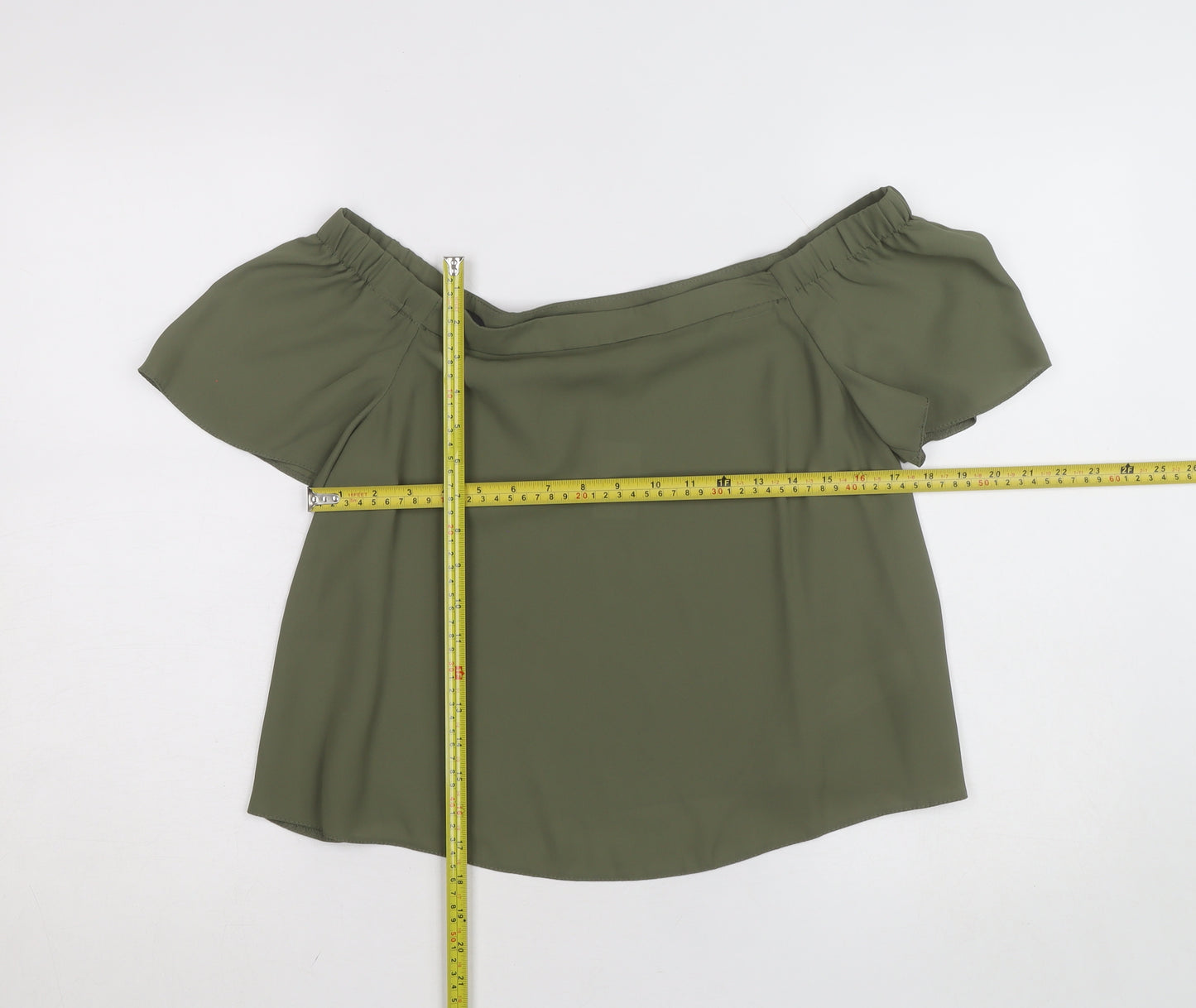New Look Women's Green Off Shoulder Chiffon Blouse Size 10