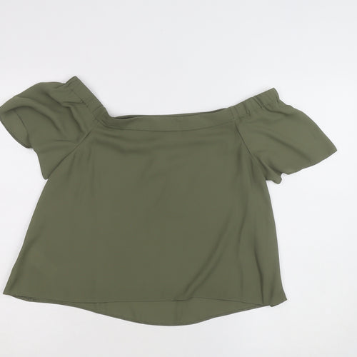 New Look Women's Green Off Shoulder Chiffon Blouse Size 10