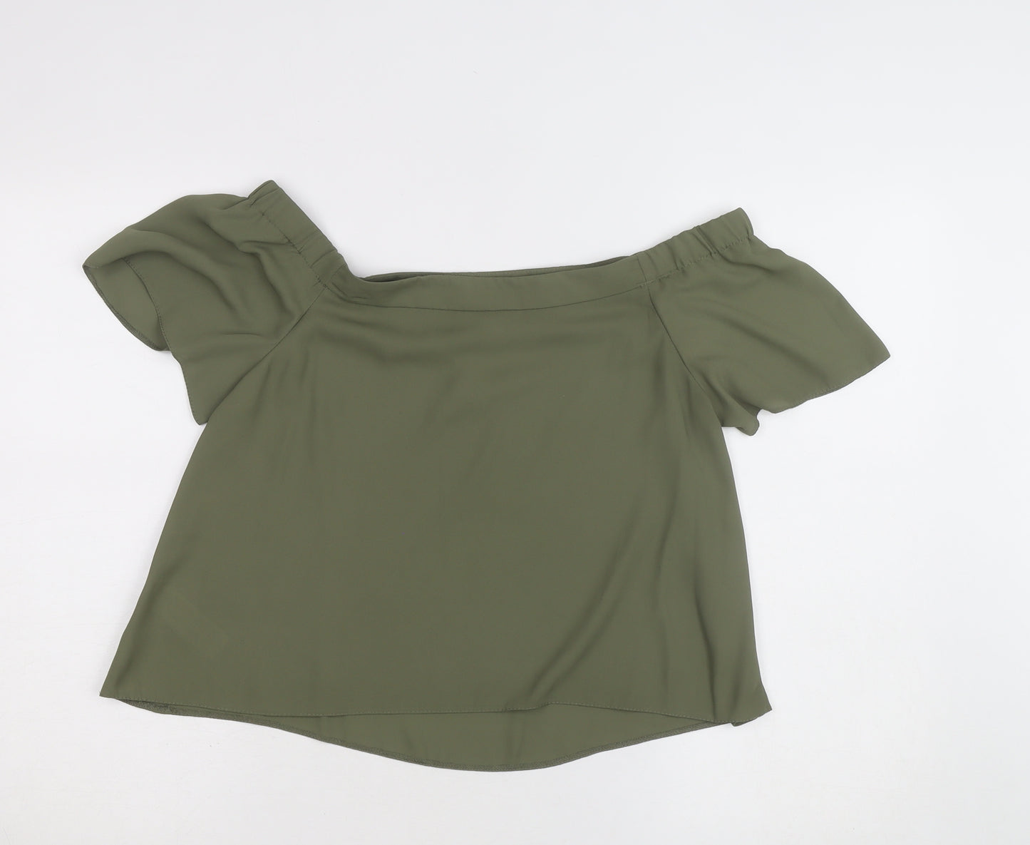 New Look Women's Green Off Shoulder Chiffon Blouse Size 10