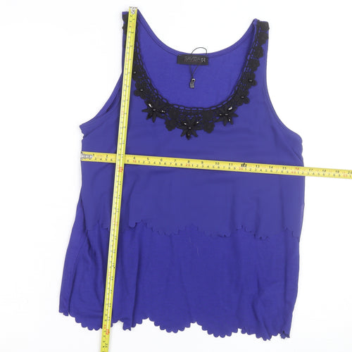 Savida Women’s Blue Beaded Scoop Neck Camisole Tank Top Size 12