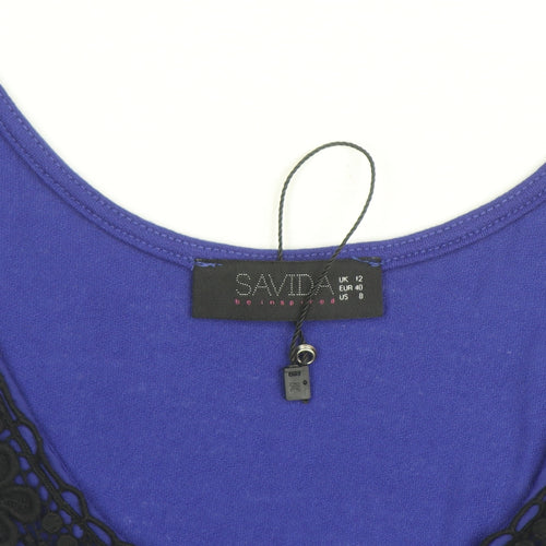 Savida Women’s Blue Beaded Scoop Neck Camisole Tank Top Size 12
