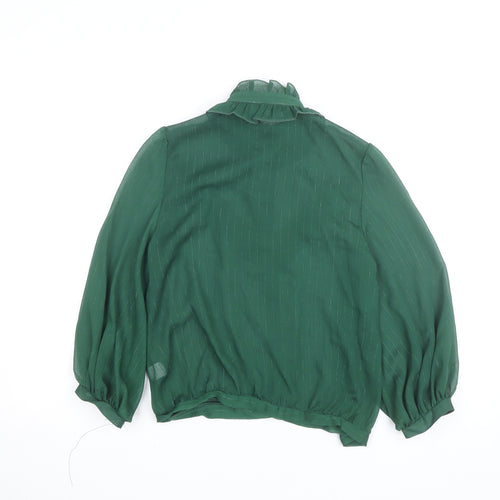 Chelsea Girl Women's Green Ruffle Long Sleeve Chiffon Blouse Size 8