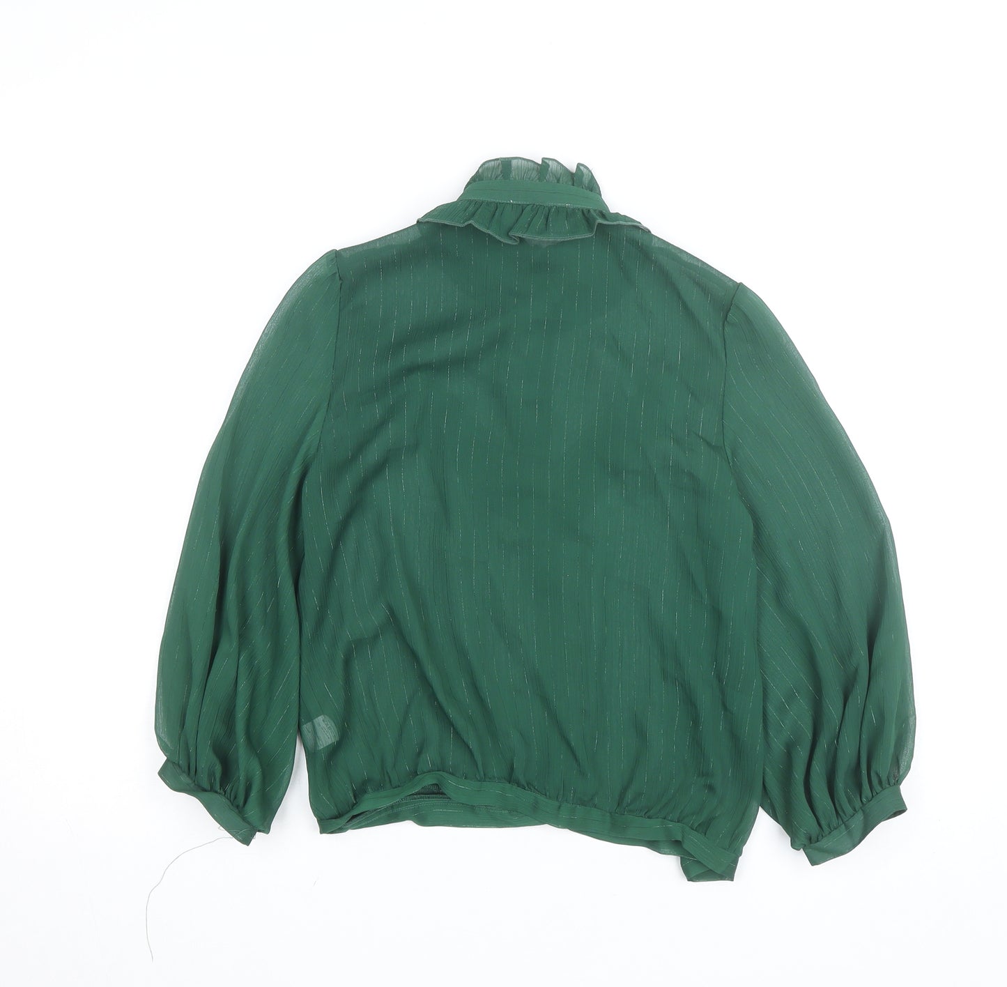 Chelsea Girl Women's Green Ruffle Long Sleeve Chiffon Blouse Size 8