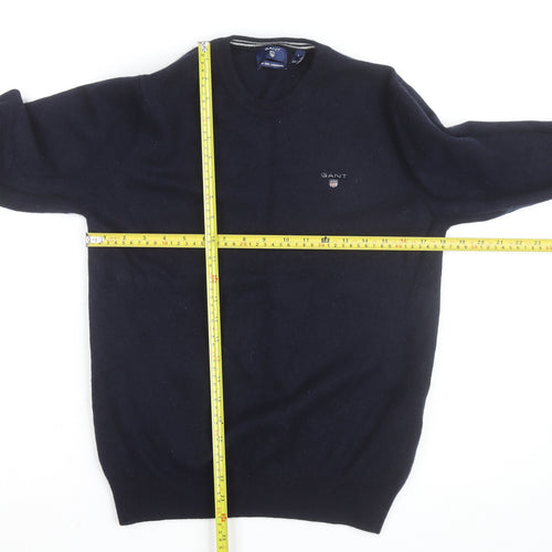 GANT Mens Blue Lambswool Crew Neck Pullover Jumper Size L