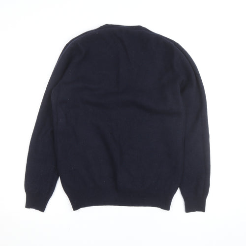 GANT Mens Blue Lambswool Crew Neck Pullover Jumper Size L