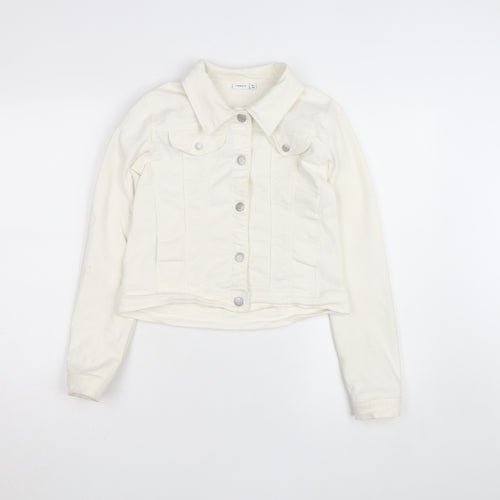 Name It Girls Ivory Denim Button Jacket 12 Years Twill Cotton Blend