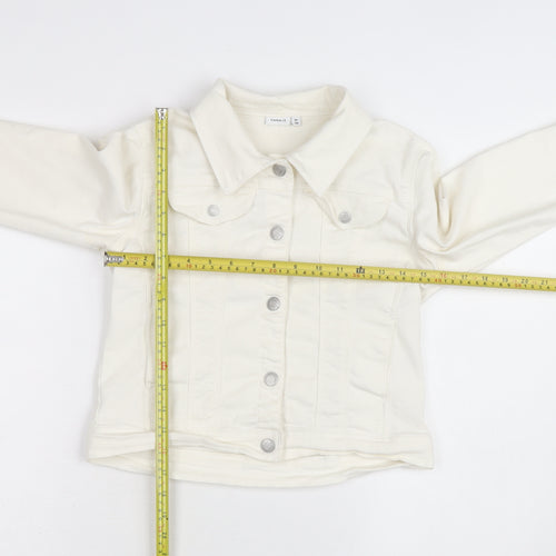 Name It Girls Ivory Denim Button Jacket 12 Years Twill Cotton Blend
