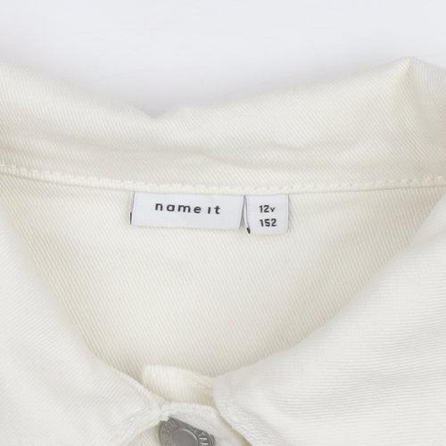 Name It Girls Ivory Denim Button Jacket 12 Years Twill Cotton Blend