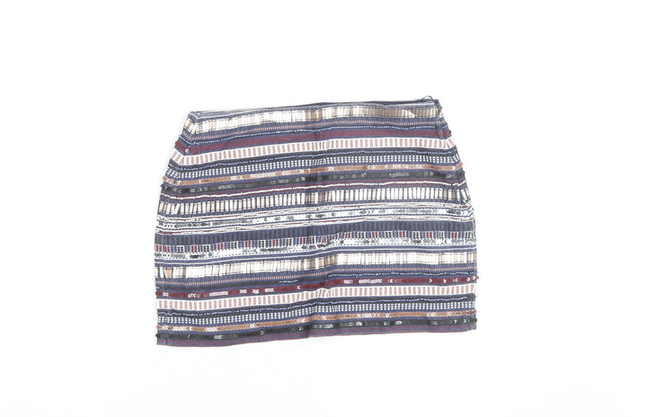 Zara Womens Multicoloured Sequin Striped Short Pencil Skirt Size S