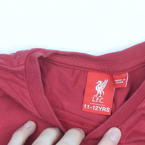 Liverpool FC Boys Red Short Sleeve T-Shirt 11-12 Years Crew Neck Sports Tee