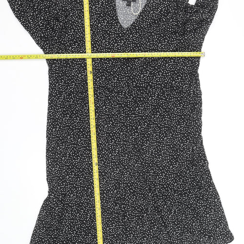 C&A Women Black Polka Dot V-Neck A-Line Dress Size 20