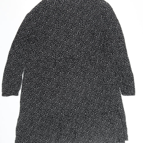 C&A Women Black Polka Dot V-Neck A-Line Dress Size 20