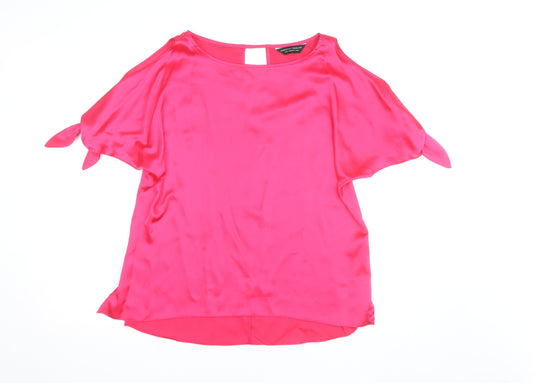 Dorothy Perkins Women’s Pink Satin Cold Shoulder Blouse UK 10