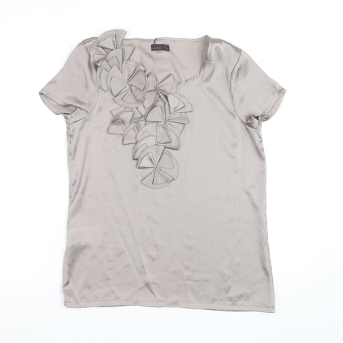 Vero Moda Women’s Beige Satin Ruffle Short Sleeve Blouse Size S