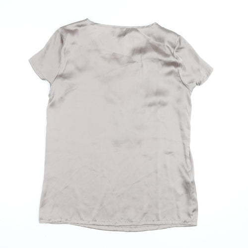 Vero Moda Women’s Beige Satin Ruffle Short Sleeve Blouse Size S