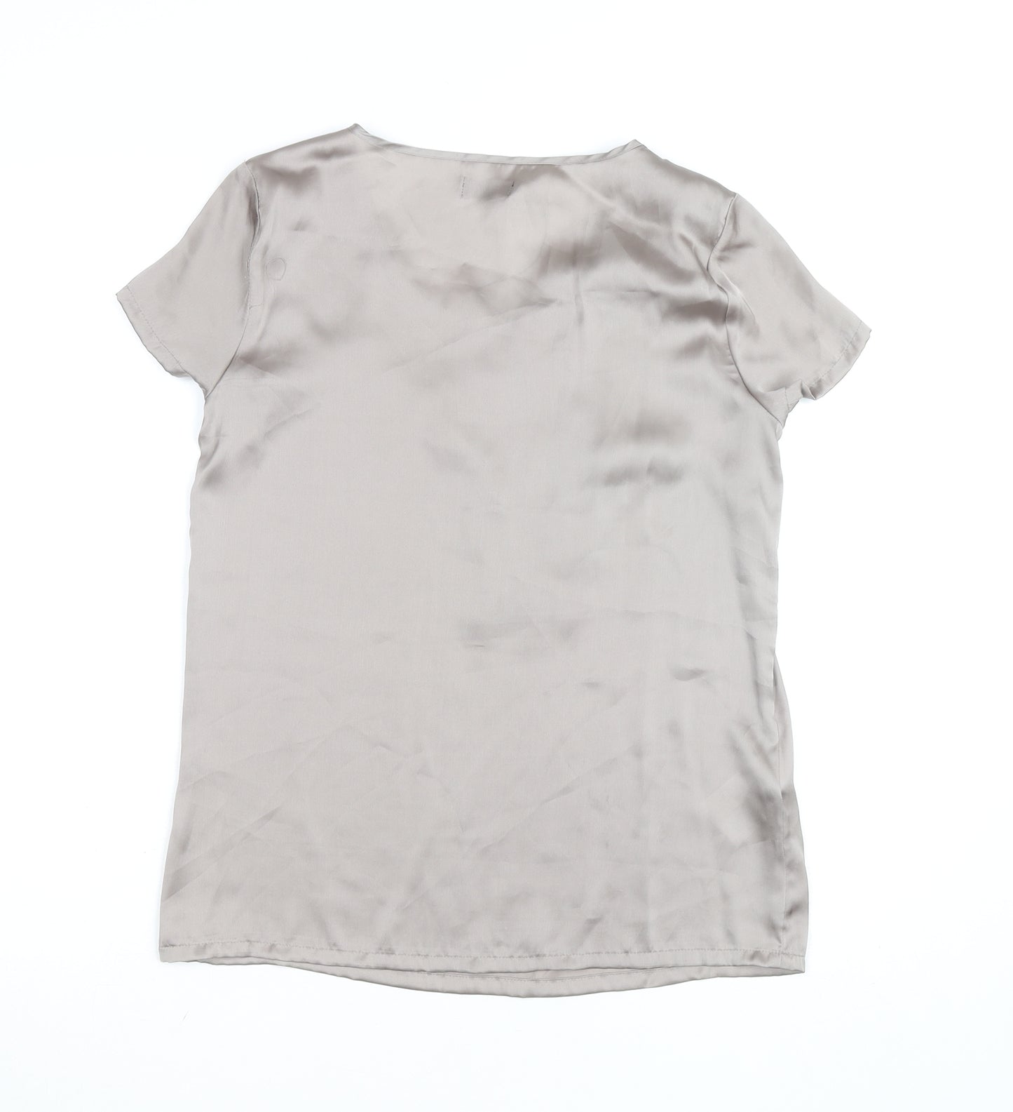 Vero Moda Women’s Beige Satin Ruffle Short Sleeve Blouse Size S