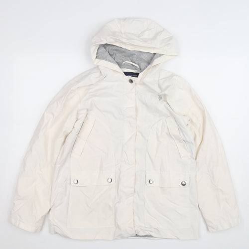 U.S. Polo Assn. Men's Ivory Hooded Rain Jacket Size L
