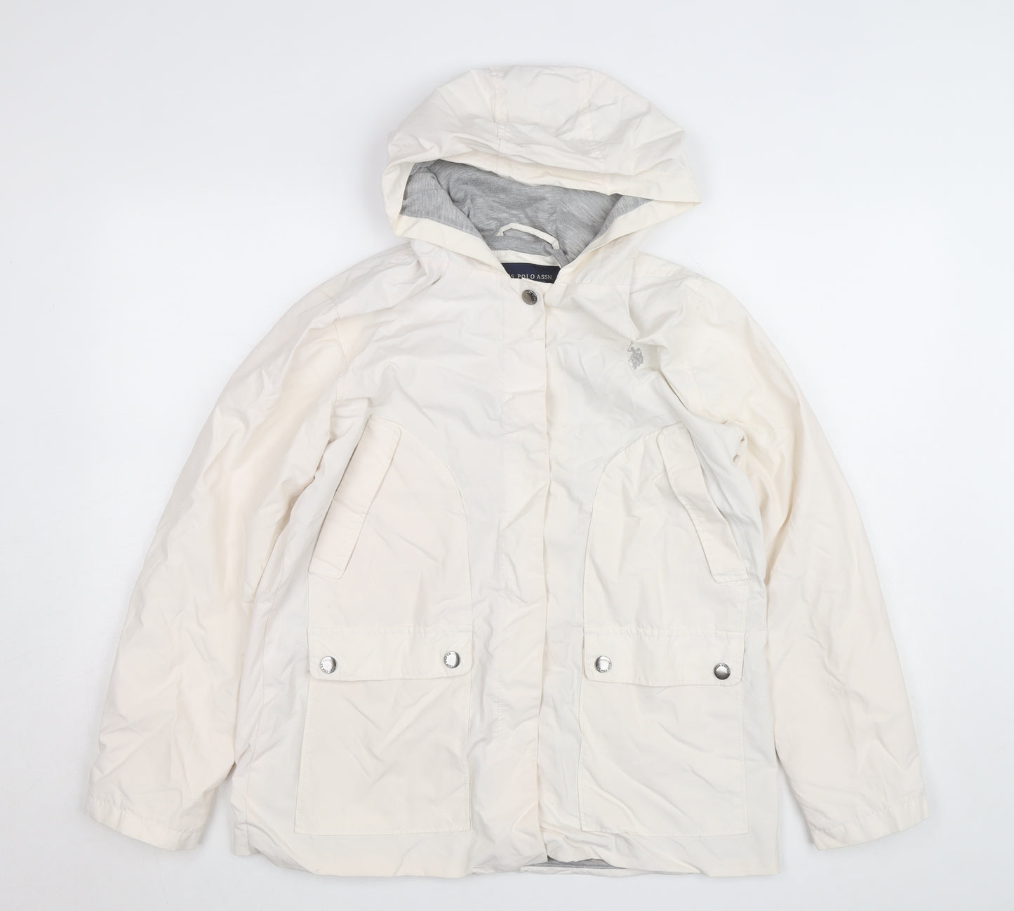 U.S. Polo Assn. Men's Ivory Hooded Rain Jacket Size L