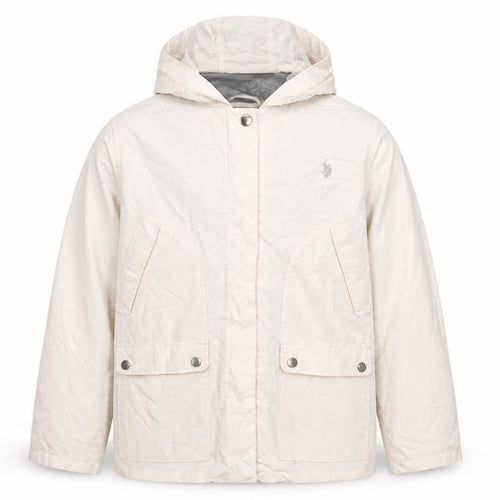 U.S. Polo Assn. Men's Ivory Hooded Rain Jacket Size L