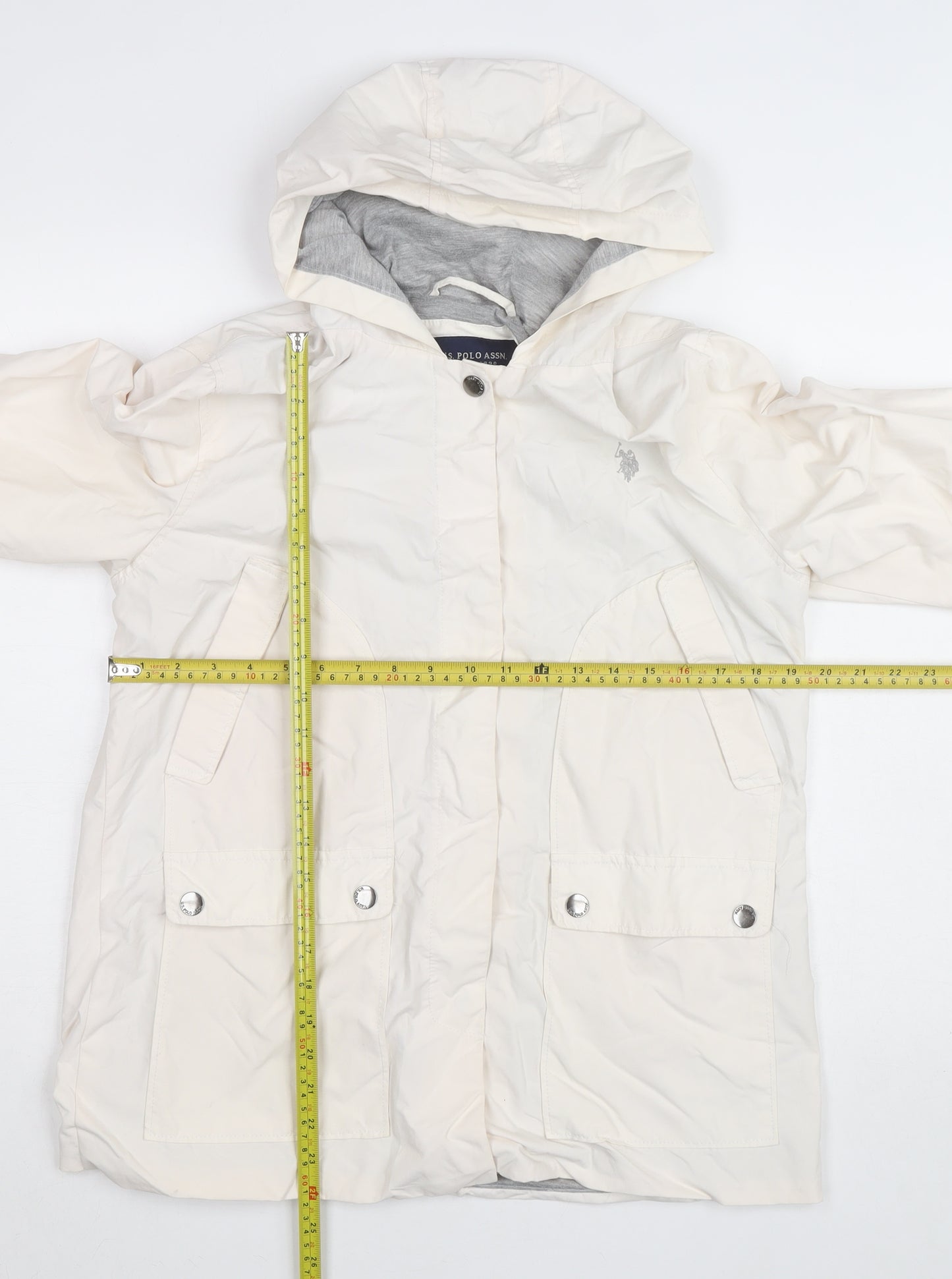 U.S. Polo Assn. Men's Ivory Hooded Rain Jacket Size L