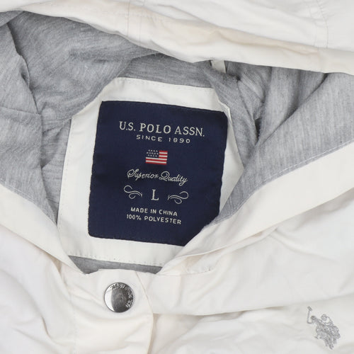 U.S. Polo Assn. Men's Ivory Hooded Rain Jacket Size L