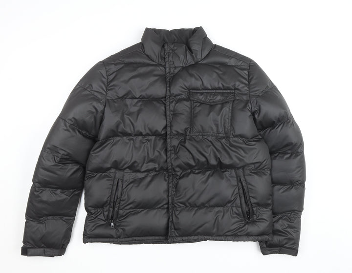 French Connection Men’s Black Puffer Jacket M Winter Warm