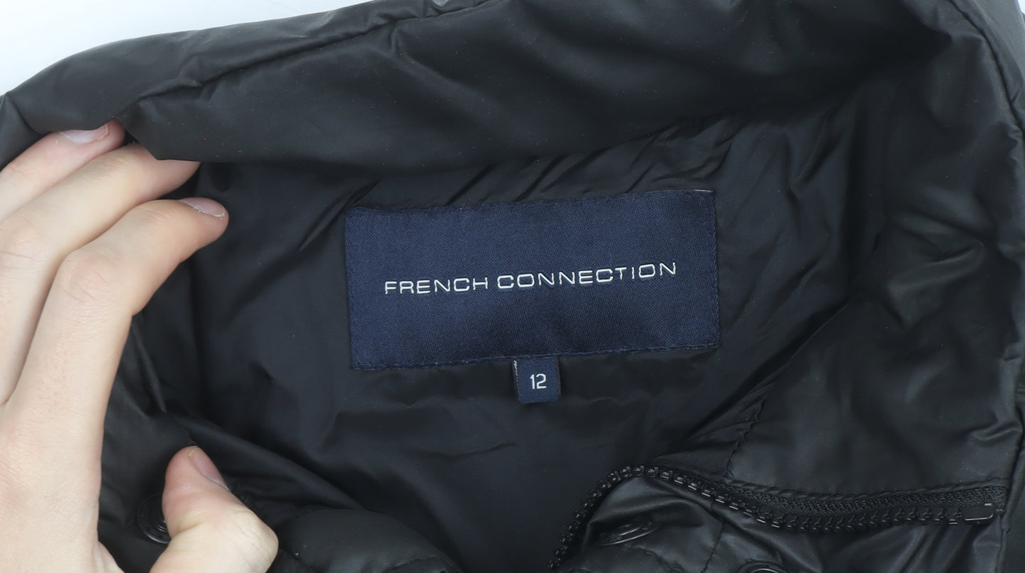 French Connection Men’s Black Puffer Jacket M Winter Warm