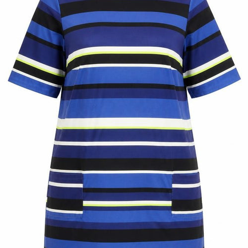 Wallis Women’s Blue Striped Shift Dress Size 18 Half Sleeve Workwear