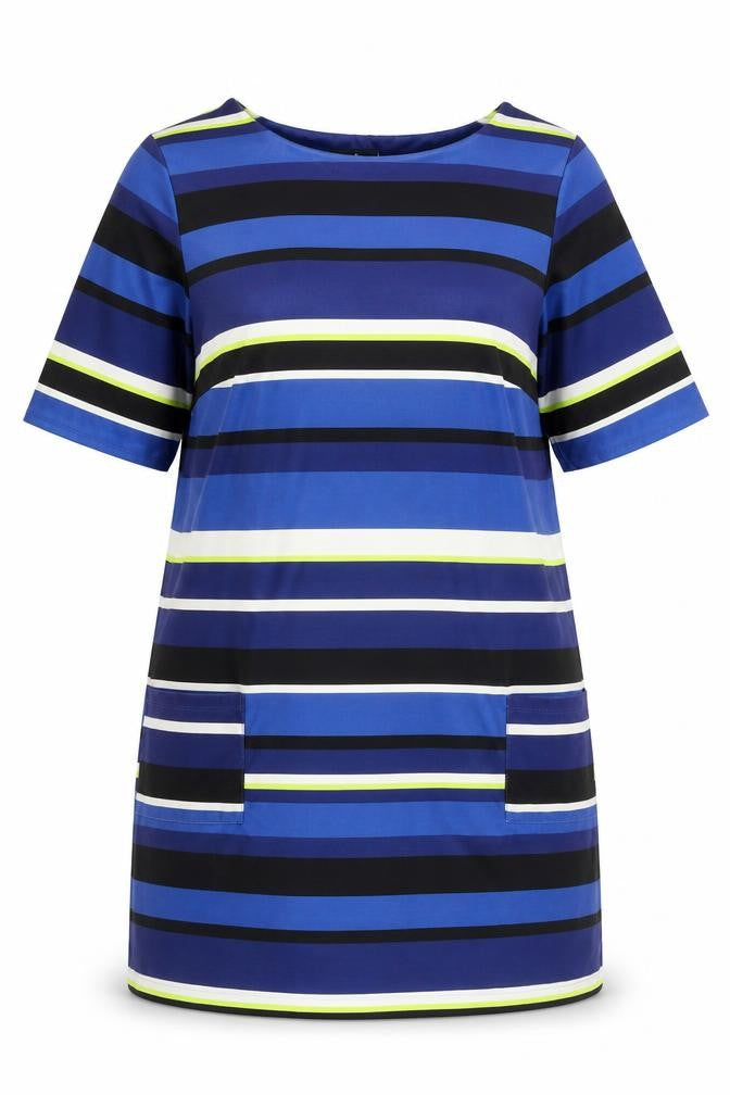 Wallis Women’s Blue Striped Shift Dress Size 18 Half Sleeve Workwear
