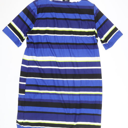 Wallis Women’s Blue Striped Shift Dress Size 18 Half Sleeve Workwear
