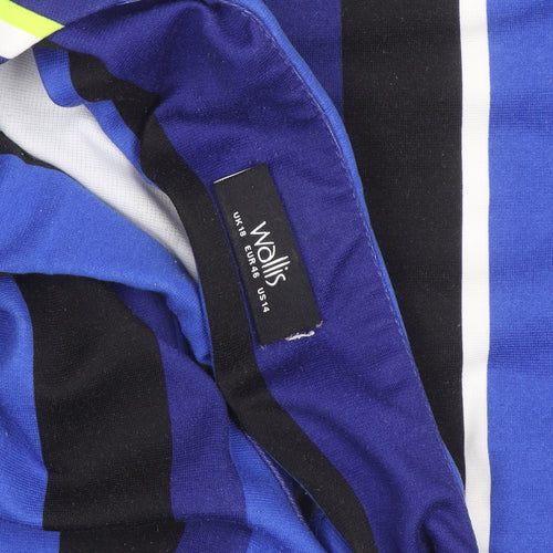 Wallis Women’s Blue Striped Shift Dress Size 18 Half Sleeve Workwear