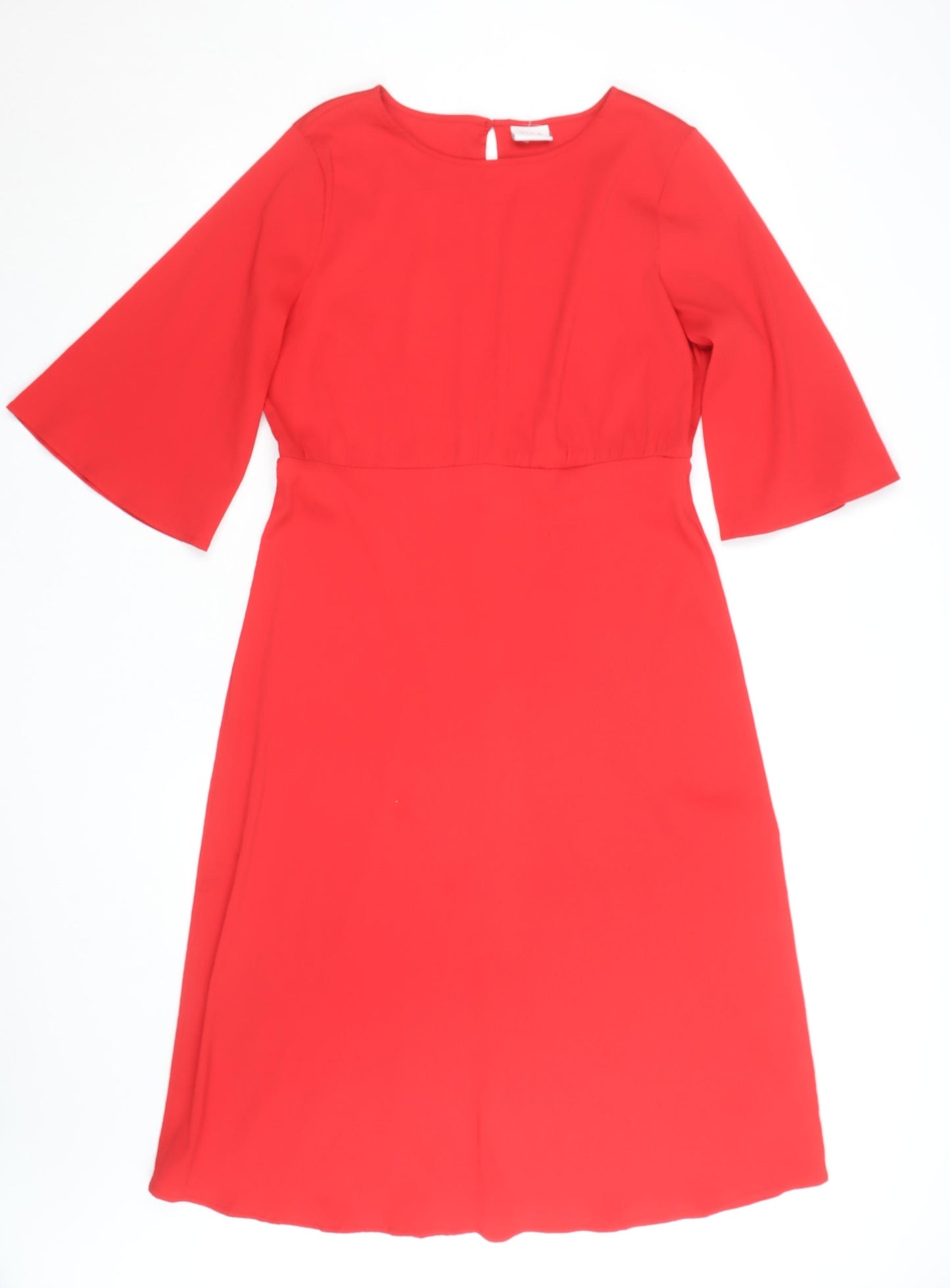 Vila Women Red A-Line Knee Length Dress Size 12 3/4 Sleeve