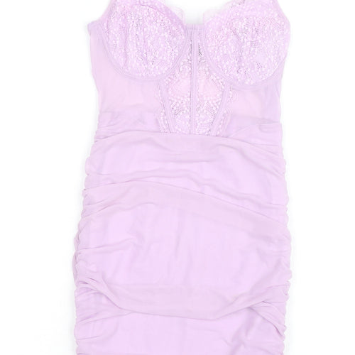 NAANAA Women’s Purple Lace Bodycon Mini Dress Size 8