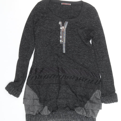 SOGO Collection Women’s Grey Knit Jumper Dress Size M Long Sleeve