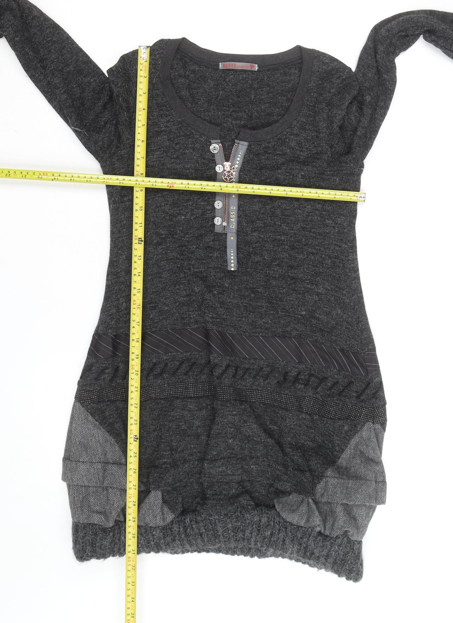 SOGO Collection Women’s Grey Knit Jumper Dress Size M Long Sleeve