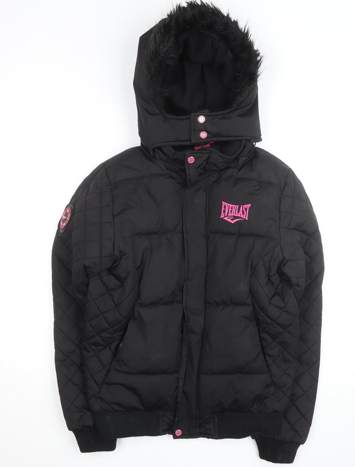 Everlast Women’s Black Size 8 Puffer Jacket Hooded Quilted Winter Coat