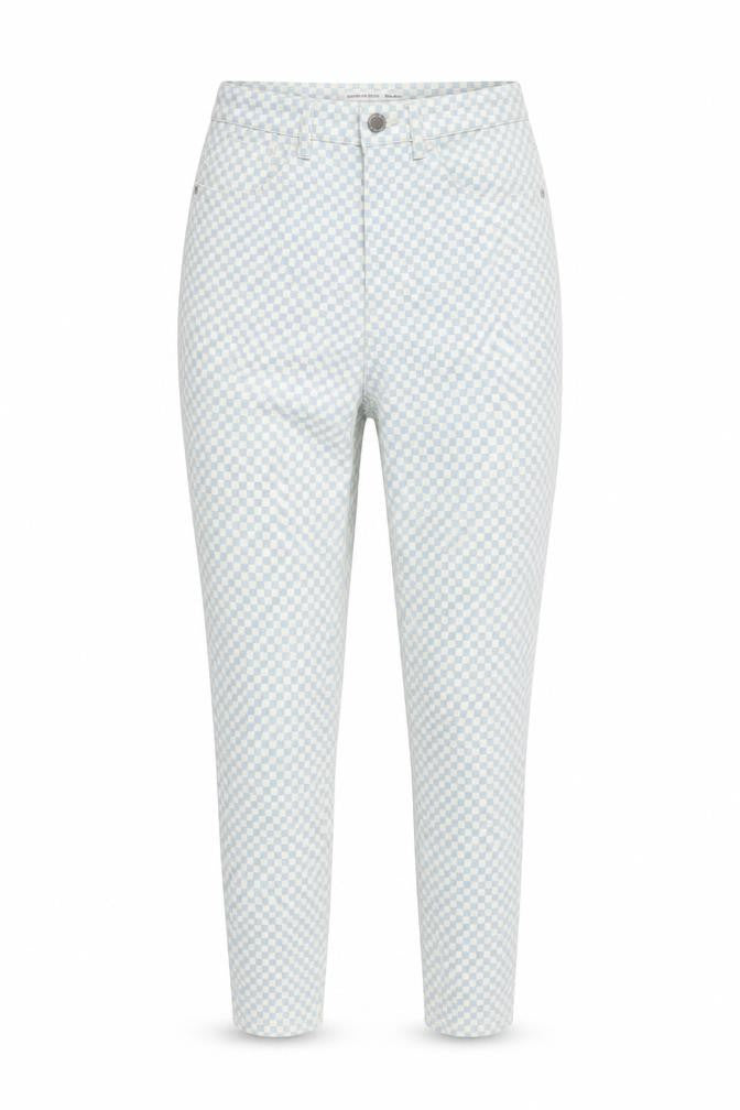 Stradivarius Women's Blue Check Skinny High Waist Jeans Size 10